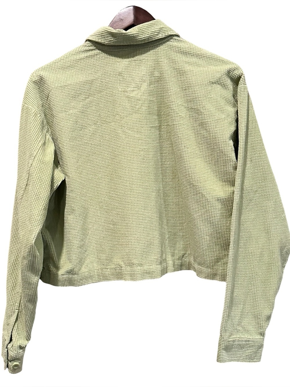 Vans Lime Green Corduroy Button Up Cropped Long Sleeve Jacket Women’s Size Small - Picture 5 of 9